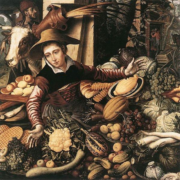 Pieter Aertsen Market Woman with Vegetable Stall Germany oil painting art